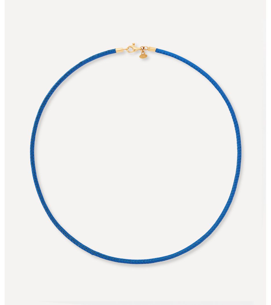 choker azul couro
